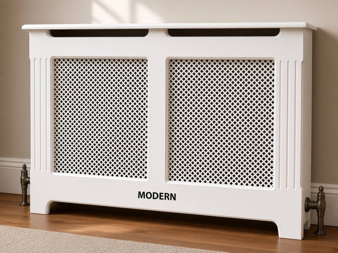 The Modern radiator cover – white with lattice grille